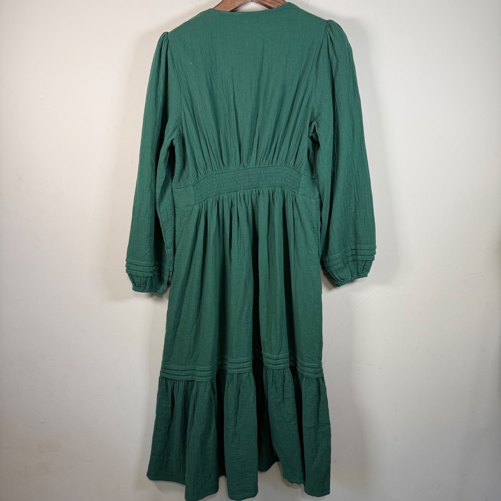 Boden NWT Eve Eden Green Sleeved Double Cloth V-Neck Midi Dress 14R - Picture 2 of 14
